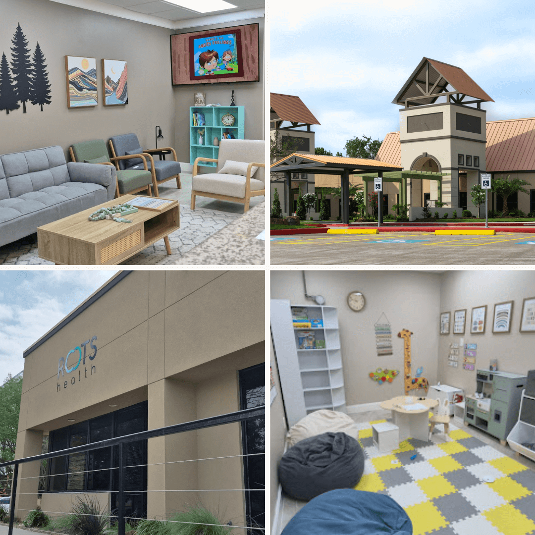 Map of Roots Health Connected Care clinics including Fairmont Family Practice in La Porte, plus network locations across Pasadena, Houston, Pearland, Texas City, and Corpus Christi.